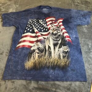 The Mountain Wolves American Flag Tie Dye Graphic T Shirt Vintage Mens Large